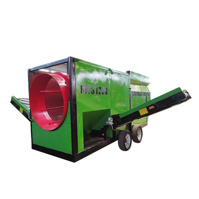 Screening a tamburo rotativo ad alta capacità per la separazione del compost con due trasportatori a cinghia
