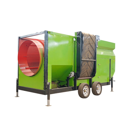 Screening a tamburo rotativo ad alta capacità per la separazione del compost con due trasportatori a cinghia