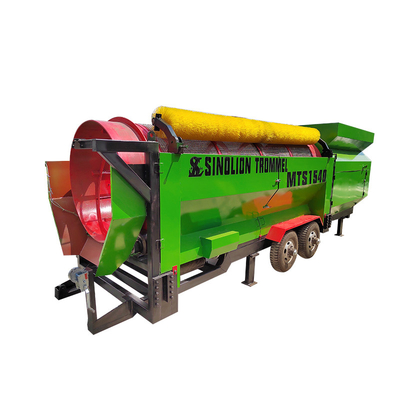 Screening a tamburo rotativo ad alta capacità per la separazione del compost con due trasportatori a cinghia