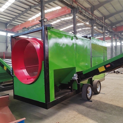 Screening a tamburo rotativo ad alta capacità per la separazione del compost con due trasportatori a cinghia