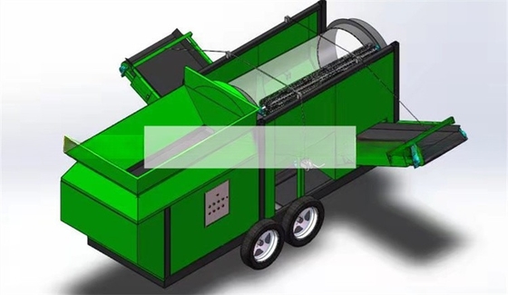 Screener mobile per tamburi MTS1230 per sabbia di terra, ghiaia, compost, pezzi di legno ad alta capacità