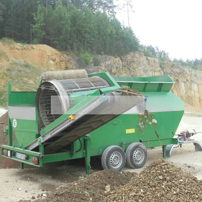 Screener mobile per tamburi MTS1230 per sabbia di terra, ghiaia, compost, pezzi di legno ad alta capacità