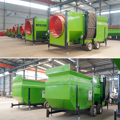 Schermo a tamburo di compost mobile ad alta capacità di rotazione per negozi di materiali da costruzione