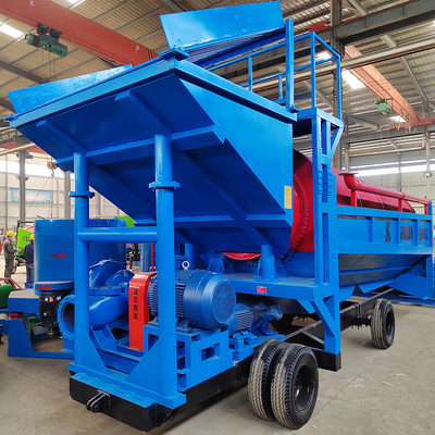 Impianto mobile di lavaggio dell'oro Trommel per attrezzature minerarie di separazione dell'oro di capacità 3000 kg