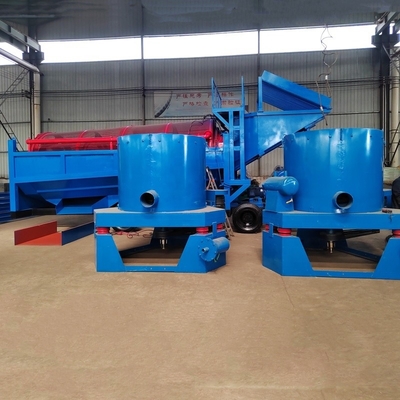 Impianto di lavaggio dell'oro alluvionale con separatore a centrifuga e schermo a tamburo del motore diesel