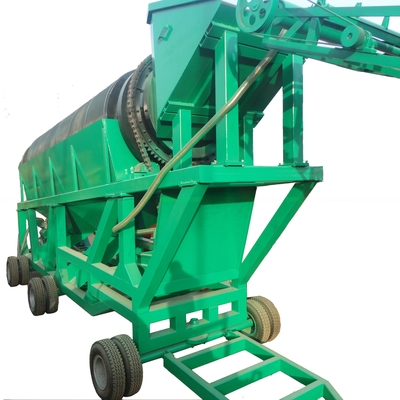 Sistema di pulizia di gomma a sfera giallo Mobile Trommel Screen Machine per e efficienza