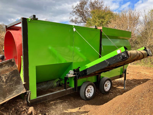 Dispositivi mobili per la separazione delle pietre a 60 m3/h, compost, suolo superficiale e letame ovino/vacca