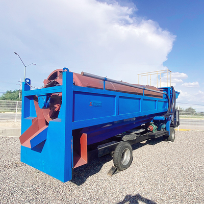 Pianta di lavaggio d'oro portatile blu 50 TPH Mobile Trommel Drum Screen Funzione automatica