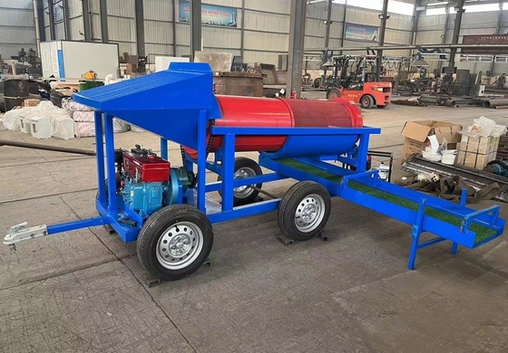 220V Mini Scale 5-10 Tonne Alluvial Gold Washing Plant Mobile Gold Mining Trommel Screen
