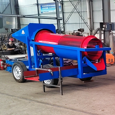 220V Mini Scale 5-10 Tonne Alluvial Gold Washing Plant Mobile Gold Mining Trommel Screen