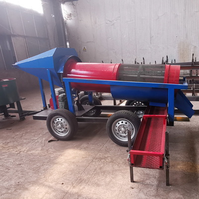 Separatore di gravità Piccola capacità Alluvial Gold Mobile Mining Trommel Machinery in blu