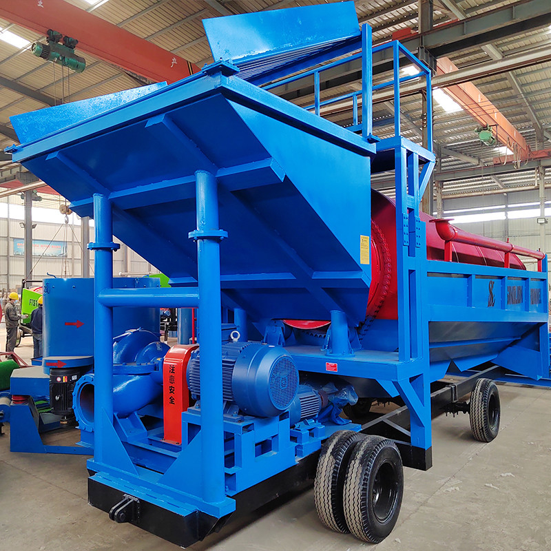 Impianto mobile di lavaggio dell'oro Trommel per attrezzature minerarie di separazione dell'oro di capacità 3000 kg