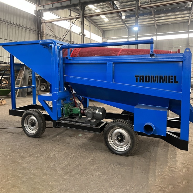 Attrezzature per l'estrazione dell'oro Scrubber rotativo Mobile Gold Trommel Screen Feeding Dimensione 300mm